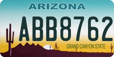 AZ license plate ABB8762