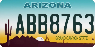 AZ license plate ABB8763