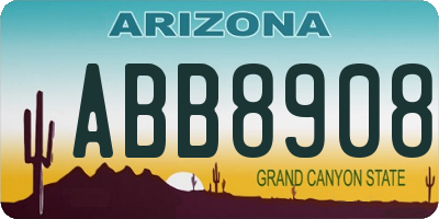 AZ license plate ABB8908