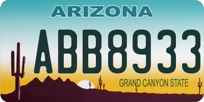 AZ license plate ABB8933