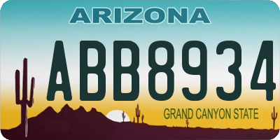 AZ license plate ABB8934