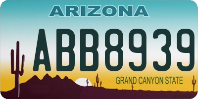 AZ license plate ABB8939