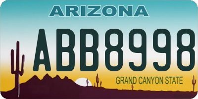AZ license plate ABB8998