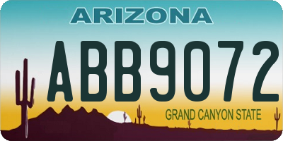 AZ license plate ABB9072