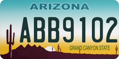 AZ license plate ABB9102