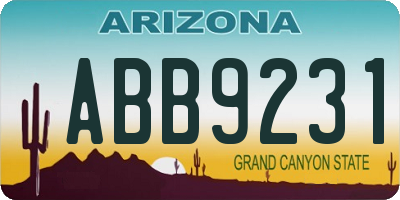 AZ license plate ABB9231