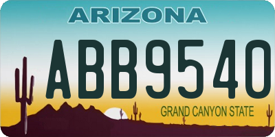 AZ license plate ABB9540