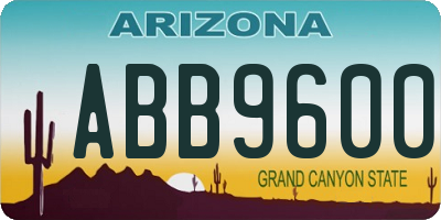 AZ license plate ABB9600