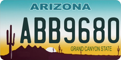 AZ license plate ABB9680
