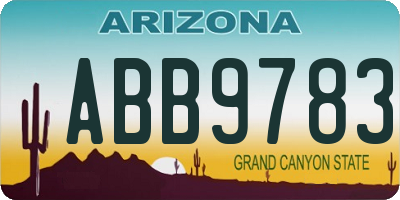 AZ license plate ABB9783