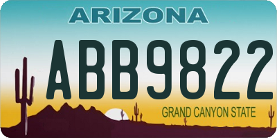 AZ license plate ABB9822