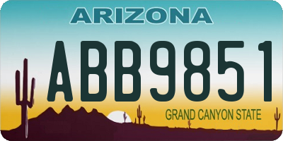 AZ license plate ABB9851