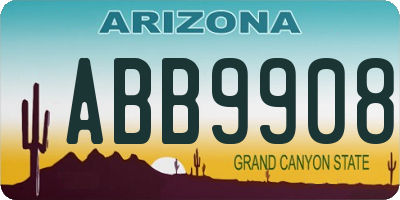 AZ license plate ABB9908