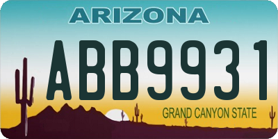 AZ license plate ABB9931