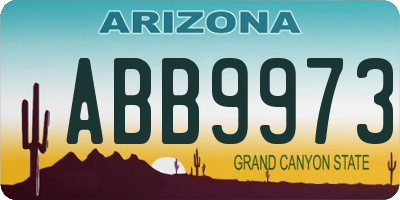 AZ license plate ABB9973