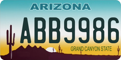 AZ license plate ABB9986