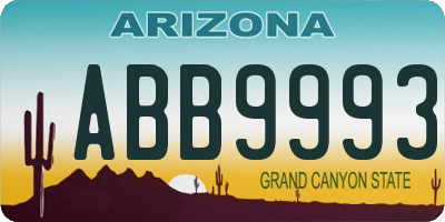 AZ license plate ABB9993
