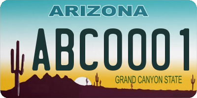 AZ license plate ABC0001