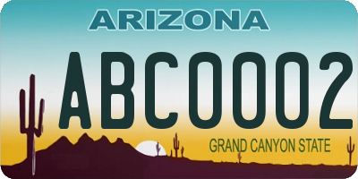 AZ license plate ABC0002