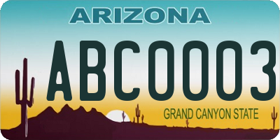 AZ license plate ABC0003