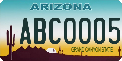 AZ license plate ABC0005