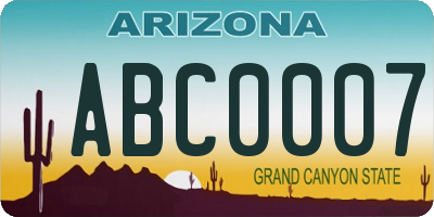 AZ license plate ABC0007