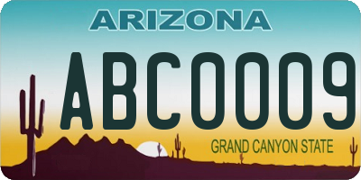 AZ license plate ABC0009