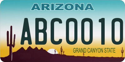 AZ license plate ABC0010