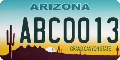 AZ license plate ABC0013