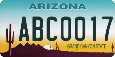 AZ license plate ABC0017