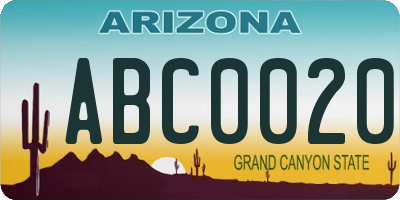 AZ license plate ABC0020