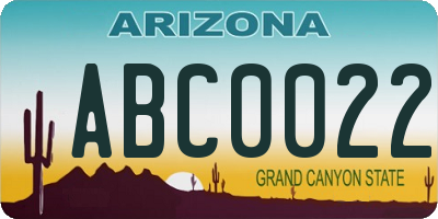 AZ license plate ABC0022