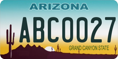 AZ license plate ABC0027