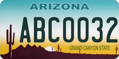 AZ license plate ABC0032