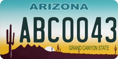 AZ license plate ABC0043