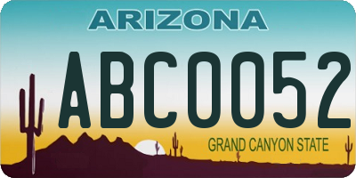 AZ license plate ABC0052