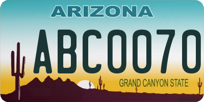 AZ license plate ABC0070