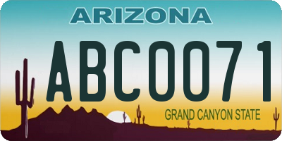 AZ license plate ABC0071