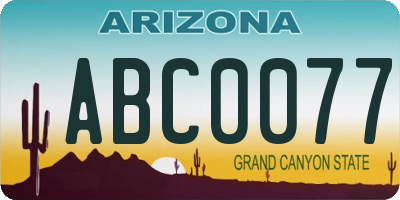 AZ license plate ABC0077