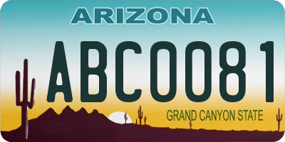 AZ license plate ABC0081