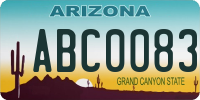 AZ license plate ABC0083
