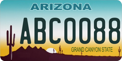 AZ license plate ABC0088