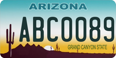 AZ license plate ABC0089