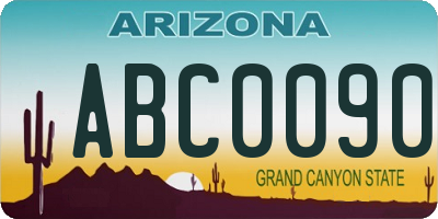 AZ license plate ABC0090