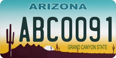 AZ license plate ABC0091