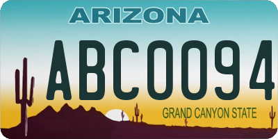AZ license plate ABC0094