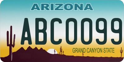 AZ license plate ABC0099