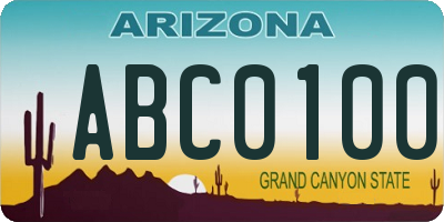 AZ license plate ABC0100