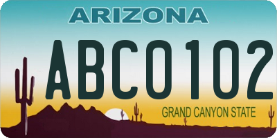 AZ license plate ABC0102