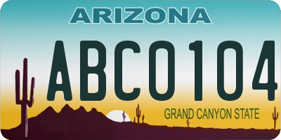 AZ license plate ABC0104